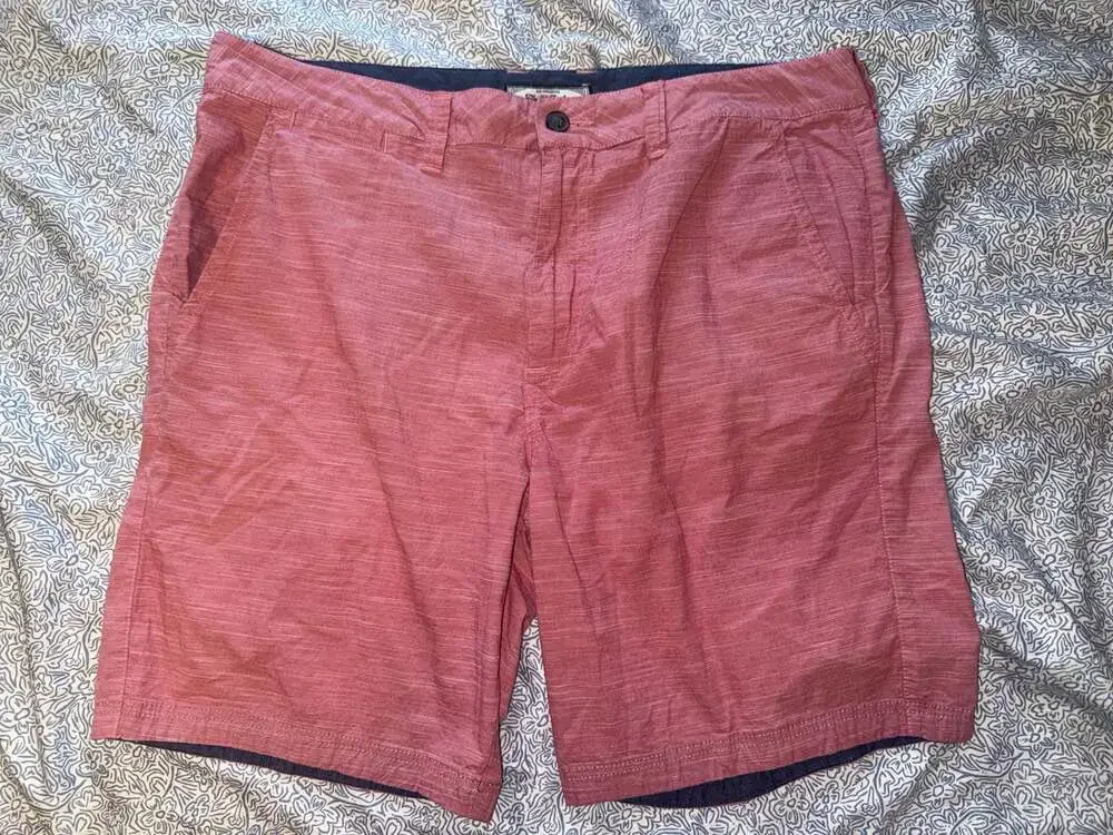 Flag & Anthem Mens Red Heathered Flat Front Chino Shorts Size 36